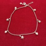 Pure Silver Combination of Heart and Star Charms Anklet