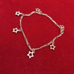 pure Silver Cute Hollow Star Cuban Chain Charm Anklet For Women