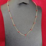 Gold Plated Natural Coral Bead Chain Necklace