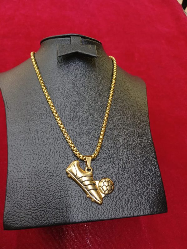 Men's Hip Hop Soccer Shoes Soccer Pendant Necklace Fashion Stainless Steel