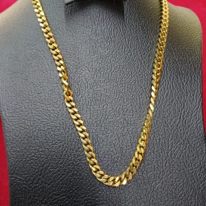 Without Stone Yellow Gold Cuban Link Fine Pendant