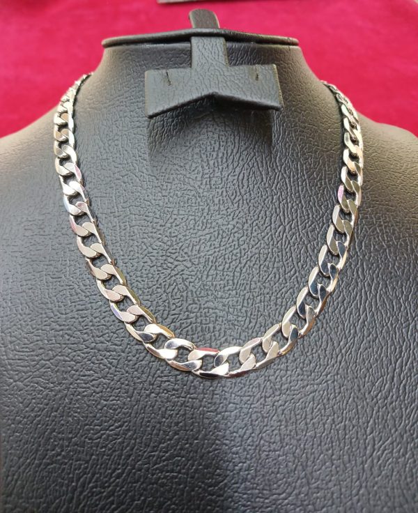 Figaro Chain Link Necklace for Men Boys Heavy silver coated