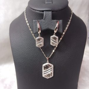 Set of silver chain jewelry and pendant Greek pattern surgical steel