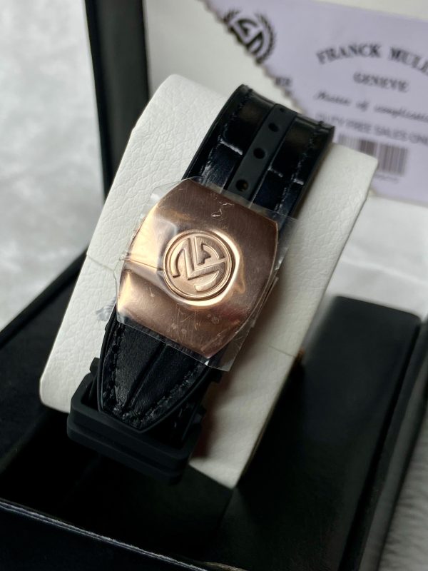Franck Muller Iced-Out Automatic Rose Gold Watch – 30M Water Resistant, Leather Strap - Image 3