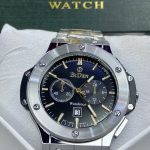 BIDEN Men’s Watch – Silver Stainless Steel, Black Dial, Date & Chronograph Display