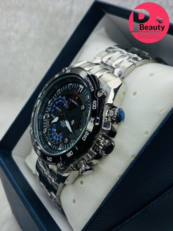 Casio Edifice Chronograph – Stainless Steel, Blue Details, 100M Water Resistant - Image 2