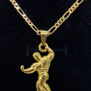 Gold Bodybuilder Chain – Fitness & Muscle Pendant Necklace for Men
