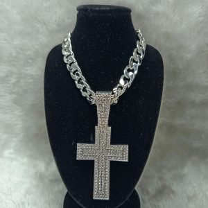 Iced-Out Silver Cross Chain for Men – Bold Christian Bling Necklace | PBeauty Galore Kenya
