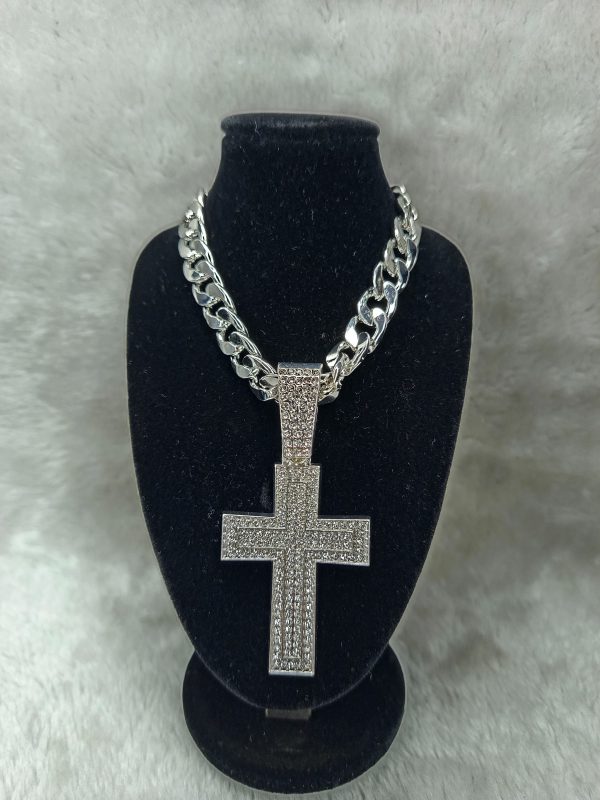 Iced-Out Silver Cross Chain for Men – Bold Christian Bling Necklace | PBeauty Galore Kenya