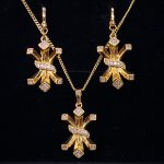 Luxury 3-Piece Gold Pendant Set with Diamond Accents