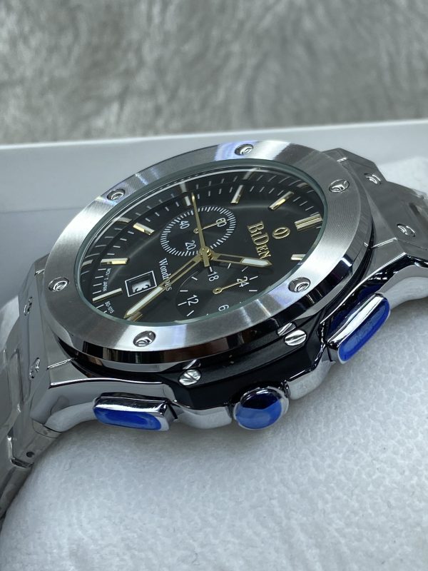 BIDEN Men’s Watch – Silver Stainless Steel, Black Dial, Date & Chronograph Display - Image 4
