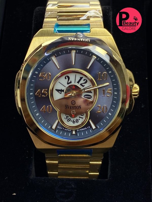 Sveston SV-9382G-10 Gold Dual Dial Men's Luxury Watch – Japanese Quartz, Water Resistant - Image 4